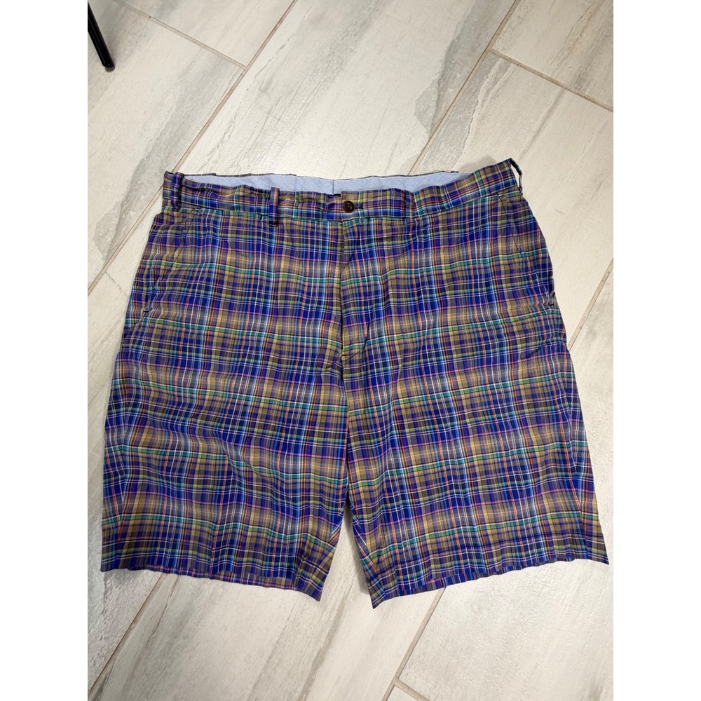 Polo Golf Ralph Lauren Mens 38 Blue Plaid Golf Classic Fit Cotton Blend Shorts